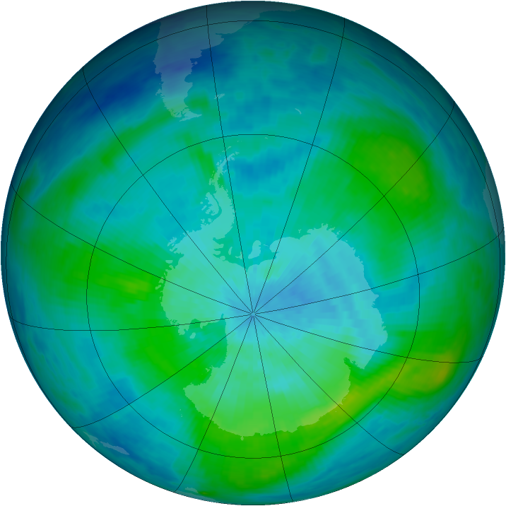 Antarctic ozone map for 06 March 1987